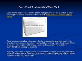 Every Food Truck needs a Water Tank