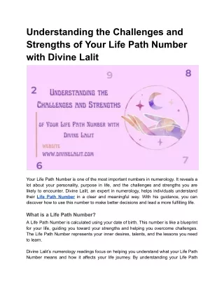 Understanding the Challenges and Strengths of Your Life Path Number with Divine