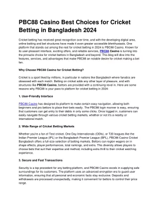 PBC88 Casino_ Best Choices for Cricket Betting in 2024