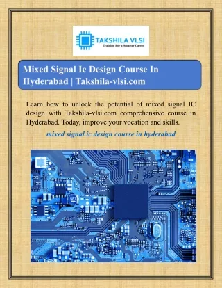 mixed signal ic design course in hyderabad