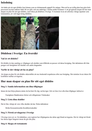 Hur man skapar en plan för sitt eget dödsbo