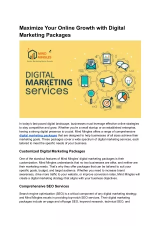 Maximize Your Online Growth with Mind Mingles’ Digital Marketing Packages