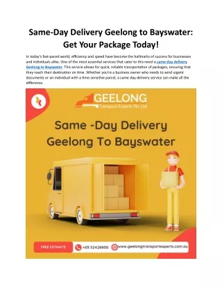 Same -day delivery Geelong To Bayswater