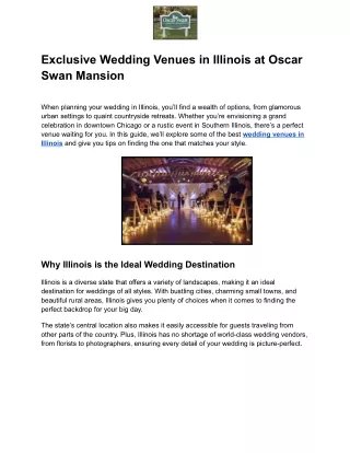 Exclusive Wedding Venues in Illinois at Oscar Swan Mansion