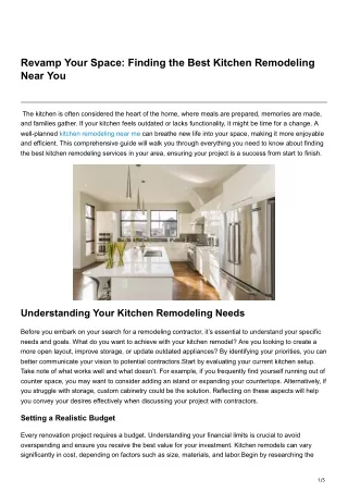 Revamp Your Space Finding the Best Kitchen Remodeling Near You