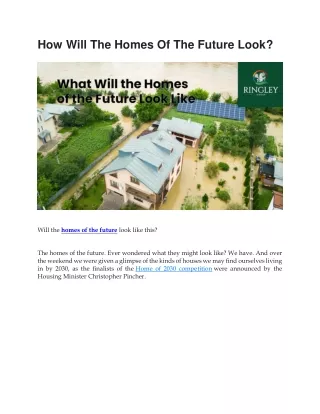 How Will The Homes Of The Future Look