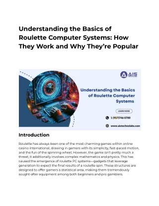 Understanding the Basics of Roulette Computer Systems