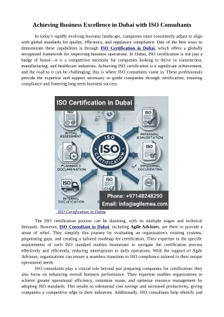 Achieving Business Excellence in Dubai with ISO Consultants