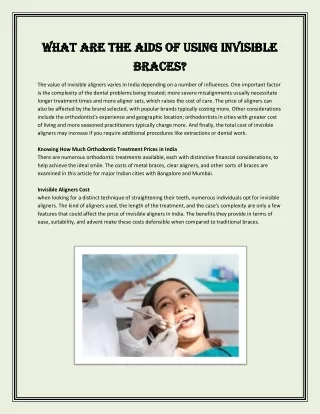 What Are the Aids of Using Invisible Braces