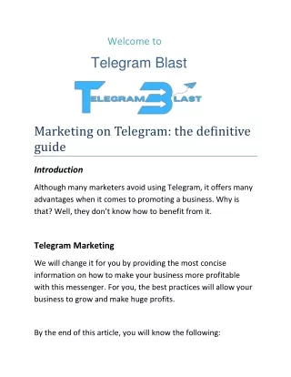 Marketing on Telegram the definitive guide