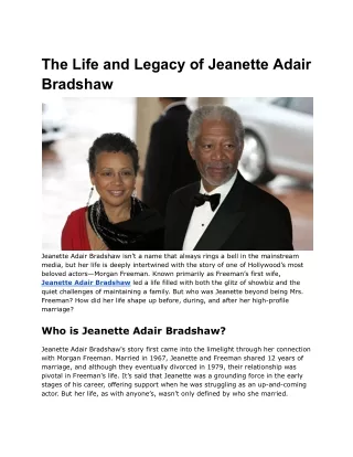 The Life and Legacy of Jeanette Adair Bradshaw