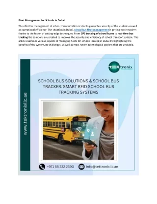 Fleet Management for Schools in Dubai