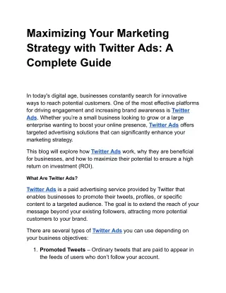 Maximizing Your Marketing Strategy with Twitter Ads: A Complete Guide