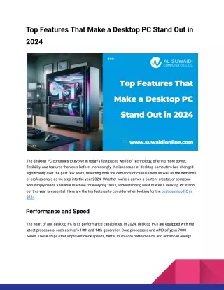 Top Features That Make a Desktop PC Stand Out in 2024