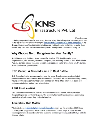 Best plotted development in north bangalore