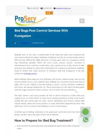 Bed Bug Control Services | ProServ Pest Management