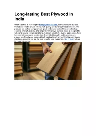 Long-lasting Best Plywood in India