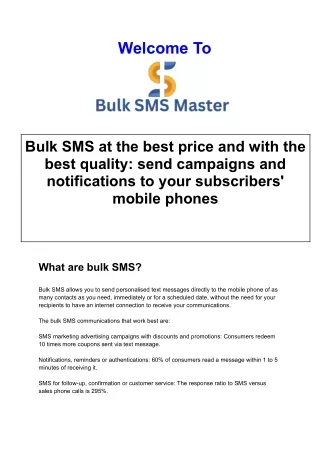 Bulk SMS Service | Bulk SMS Master