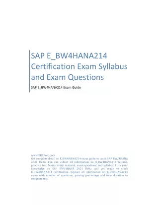SAP E_BW4HANA214 Certification Exam Syllabus and Exam Questions