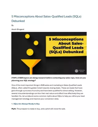 5 Misconceptions About Sales-Qualified Leads (SQLs) Debunked