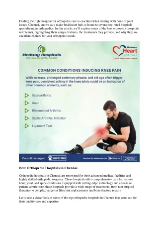 Best Orthopedic Hospitals in Chennai