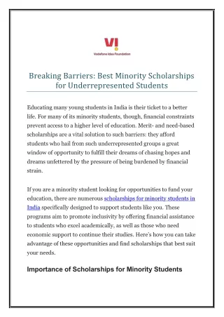 Breaking Barriers Best Minority Scholarships for Underrepresented Students