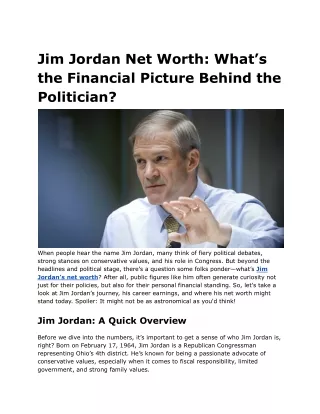 Jim Jordan Net Worth_ What’s the Financial Picture Behind the Politician