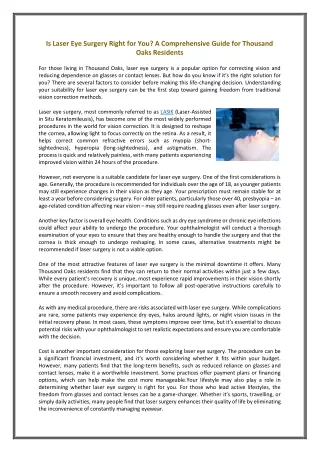 Is Laser Eye Surgery Right for You  A Comprehensive Guide for Thousand Oaks Residents.docx