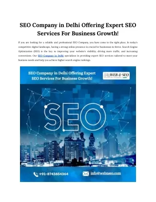 SEO Company in Delhi Offering Expert SEO Services For Business Growth!