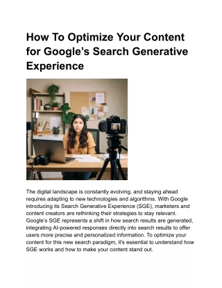 How To Optimize Your Content for Google’s Search Generative Experience