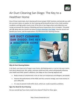 Efficient Air Duct Cleaning in San Diego