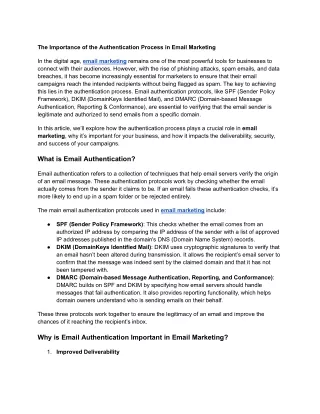 The Importance of the Authentication Process in Email Marketing