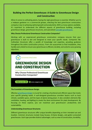 Greenhouse Design and Construction