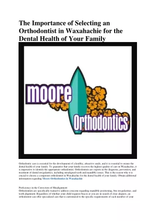 Moore Orthodontics in Waxahachie