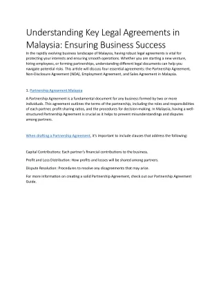 Sales Agreement Malaysia