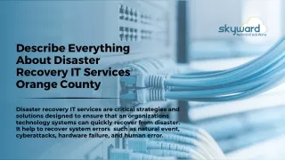 Describe Everything About Disaster Recovery IT Services Orange County