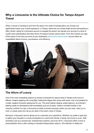 Why a Limousine is the Ultimate Choice for Tampa Airport Travel