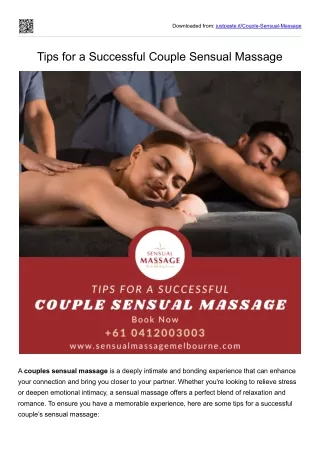 Advice for a Successful and Sensual Couples Massage