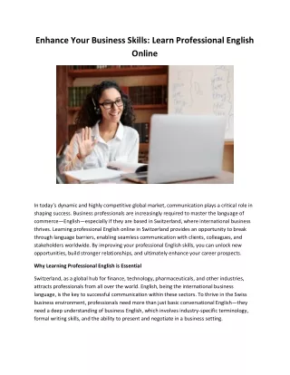 Enhance Your Business Skills: Learn Professional English Online