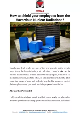 How to shield your employees from the Hazardous Nuclear Radiations?