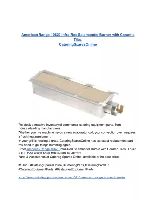 American Range 10620 Infra-Red Salamander Burner with Ceramic Tiles,