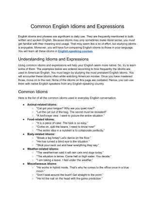 ELTIS- Common English Idioms and Expressions