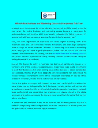 Why Online Business and Marketing Course Is Everywhere This Year
