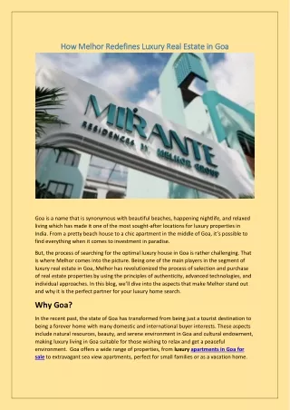 How Melhor Redefines Luxury Real Estate in Goa