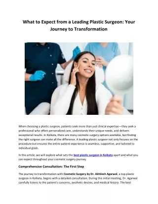What to Expect from a Leading Plastic Surgeon: Your Journey to Transformation