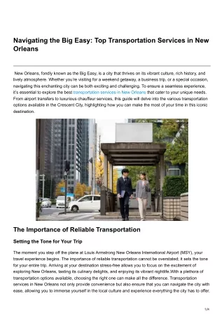 Navigating the Big Easy Top Transportation Services in New Orleans