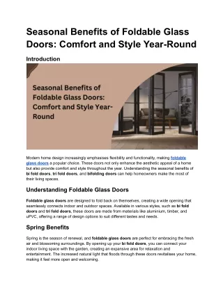 Seasonal Benefits of Foldable Glass Doors_ Comfort and Style Year-Round