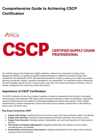Comprehensive Guide to Achieving CSCP Certification