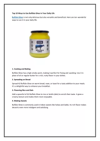 Top 10 Ways to Use Buffalo Ghee in Your Daily Life