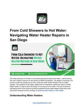 From Cold Showers to Hot Water_ Navigating Water Heater Repairs in San Diego